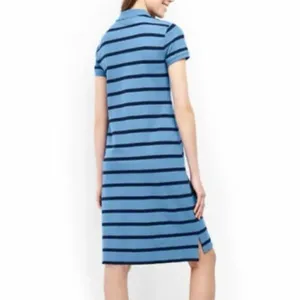 ✨Lands' End Women's Short Sleeve Polo Sz Small Blue Striped Dress✨ thumbnail 2