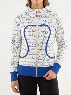 Lululemon Scuba Hoodie II 6 Manifesto Script White Blue Rare Vintage Y2K‎ thumbnail 1