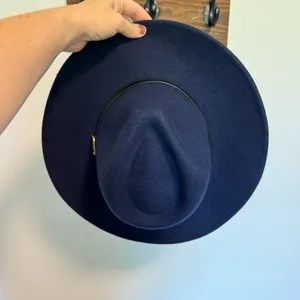 Olive & Pique Felted Wool Pinch Front Banded Rancher Hat‎ in Navy Blue One Size thumbnail 3