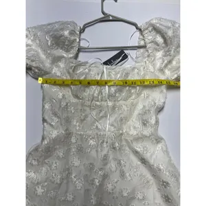 LULUS White Textured Floral Jacquard Mini Dress S thumbnail 7