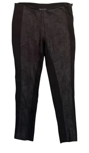Zara W&B Collection Black Skinny Ankle Pants with Textured Panel Size Large thumbnail 1
