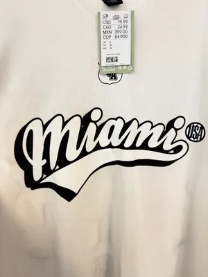 Men’s H&M Oversized Fit White Jersey USA Miami 83 Size Large NWT thumbnail 2