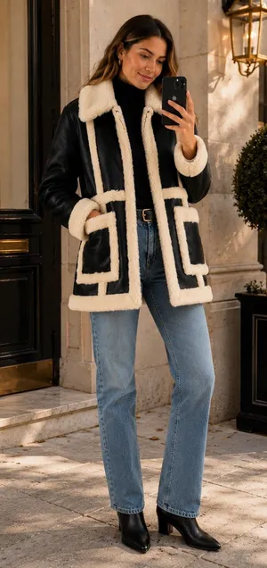 Abercrombie & Fitch Faux Shearling Coat Teddy Quiet Luxury Chic Winter Jacket XS thumbnail 1