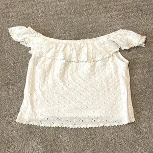 Kontrol White Eyelet Off The Shoulder Ruffle Top thumbnail 1