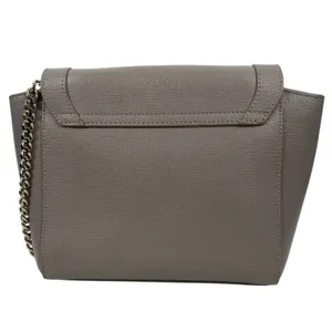 Furla Ginevra Leather Mini Crossbody Bag Sabbia Beige Gray Gold Chain thumbnail 5