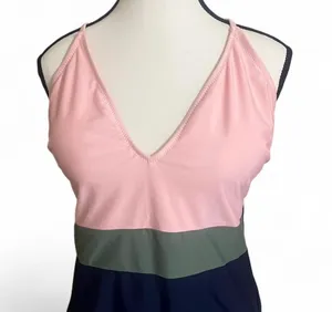 Cupshe OnePiece Swimsuit SzXL Colorblock Peach/Olive/Navy Beach/Pool/Resort Wear thumbnail 5