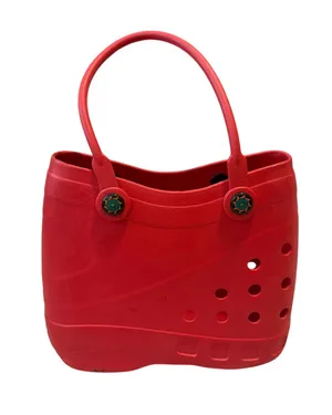 Optari Sol Tote Bag Red Waterproof Rubber Croc Style Beach Bag Small Medium thumbnail 1