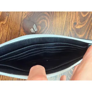 Coach Womens Wristlet Small Black White Leather Ombre Gradient Zip Pouch thumbnail 5