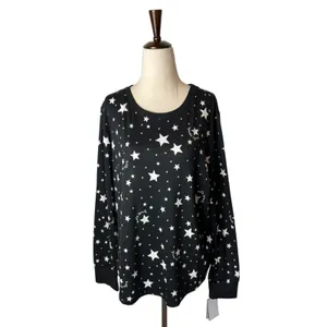 Kate Spade Pajama Top Women Large Black White Star Print NWT Whimsigoth Sleep‎ thumbnail 2