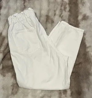 Zara Women's Size 10 White Baggy Fit Paperbag Ankle Jeans See Pics For Wear thumbnail 1