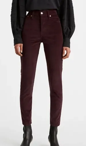Levi’s Wedgie Skinny Burgundy High Rise Velveteen Womans Jeans Pants 33 Corduroy thumbnail 1