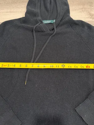 Lauren Ralph Lauren Women's Black Medium Hoodie Waffle Knit Sweater thumbnail 5
