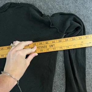 We The Free Free People Black Thermal Waffle Knit Raw Seam Top Thumbholes Small thumbnail 6