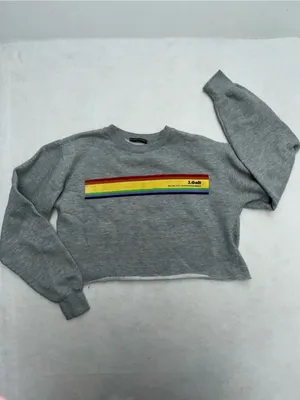 Brandy Melville John Galt Crop Sweatshirt Pacific City Rainbow One Size Beach thumbnail 6