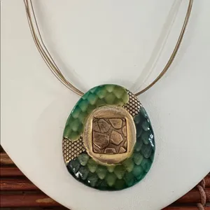 Chico's Emerald and Bronze Statement Necklace 16”-20” thumbnail 2