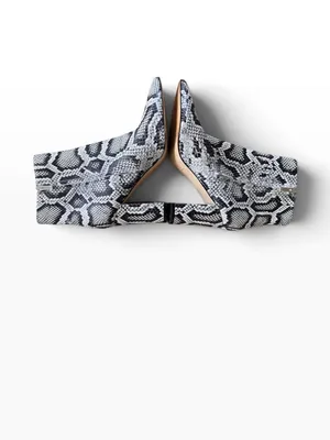 Marc Fisher Snake-Print Pointed Toe Women's Ankle Boots - Black & White thumbnail 6