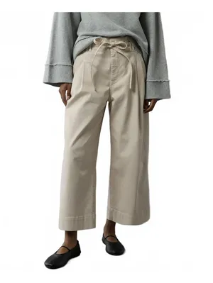 AE Stretch Paperbag Wide-Leg Crop Pant American Eagle Latte Beige NWT 6R thumbnail 2