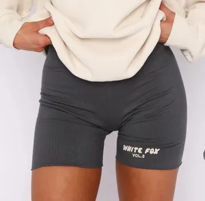 Grey White Fox Biker Shorts thumbnail 1
