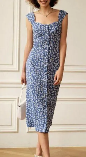 RIHOAS The Single-breasted Floral Midi Dress 3 thumbnail 1