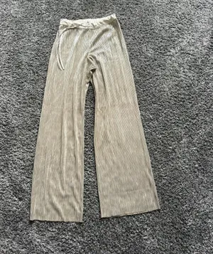 Victoria's Secret Gold Metallic Pleated Wide-Leg pajama bottoms thumbnail 3