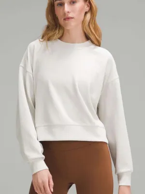 Lululemon Perfectly Oversized Cropped Crew Sweatshirt Bone 12 thumbnail 1