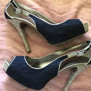 Guess Denim Silver and blue glitter Peeptoe thumbnail 5