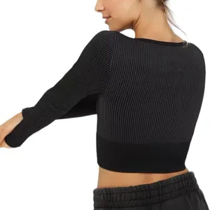 NWT Aerie Offline Sidewalk Seamless Ribbed Long Sleeve Cropped Shirt Sz Medium thumbnail 8