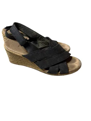 Clarks Lafley Krissy Black Leather Espadrille Wedge Sandals Womens Size 7.5 M thumbnail 4