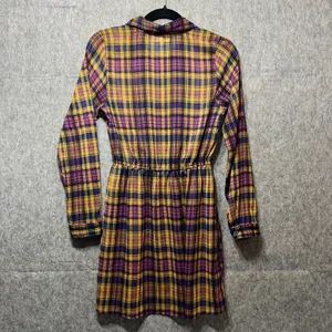 Love Fire Sheer Plaid Shirt Dress Long Sleeve Button Front Casual Size‎ Small thumbnail 9