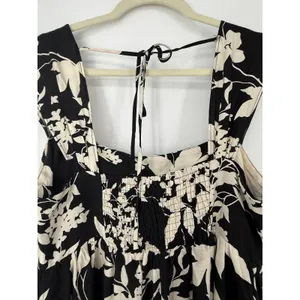 Baltic Born Aita Maxi Dress Black Ivory Floral Tiered Maternity Friendly Size L thumbnail 8