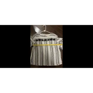 Loft Women Large Striped Floral Embellished Blouse 3/4 Ruffle Sleeve Top Black thumbnail 6