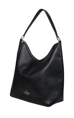 Kate Spade | Black Pebbled Textured Cow Leather Hobo Shoulder Bag Purse thumbnail 1
