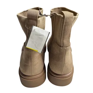 No Boundaries Brown Taupe Knit Chelsea Ankle Boots Chunky Lug Sole Size 8 NWT thumbnail 6