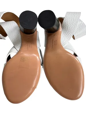 Like New Acne Studios Leather Pica Bamboo Heel Ankle Wrap Sandals White Size thumbnail 10