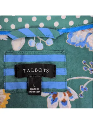 Ladies' Talbots Green Long Sleeve Button Down Shirt Large thumbnail 2