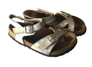 Birkenstock Rio Sandals Metallic Silver Iridescent 36 Women's Size 5 thumbnail 1