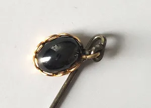 Vintage Dangly Black Gemstone Stick Hat Pin Silver thumbnail 3