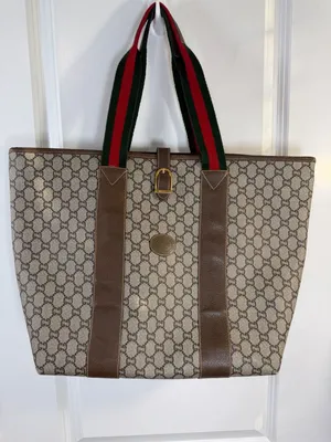 Authentic Vintage Gucci Plus GG Monogram Sherry Line Web Tote Bag thumbnail 1
