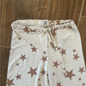 ASOS‎ DESIGN Tall Star Print Pajama Pants Cream Brown Wide Leg Lounge US 12 thumbnail 4