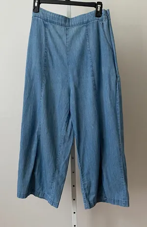 BP Nordstrom Designer Luxury Old Money M‎ Blue Wide Leg Culotte Pants High Waist thumbnail 1