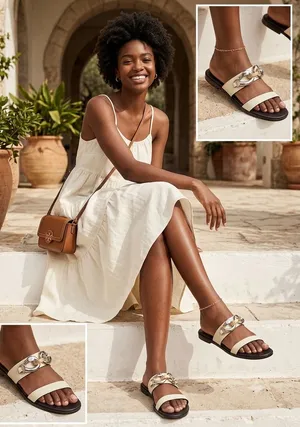 Sandals Mules Tory Burch Jessa Two Band Leather Sandal – Size 7M thumbnail 1