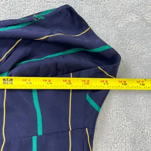 Madewell The Layton Midi Slip Dress‎ Navy Blue Green Gold Striped 10 Slip Dress thumbnail 7