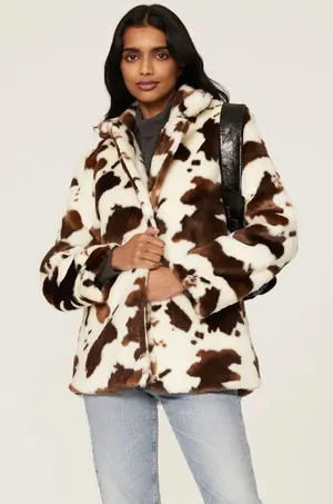 Blank nyc cow print faux fur coat thumbnail 1