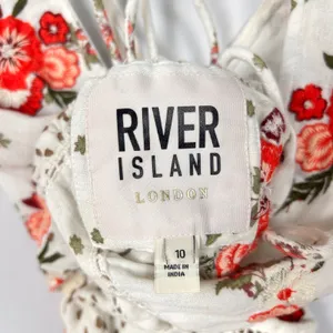 River Island Maxi Dress Womens 6 Cotton‎ Embroidered Lace Autumn Wedding Guest thumbnail 7