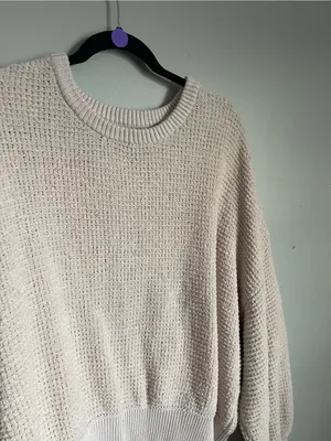 AMERICAN EAGLE | Cream Oversized Chenille Crew Neck Sweater Sz XXL thumbnail 3