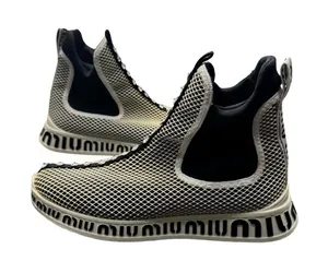 Miu Miu Crystal Mesh Slip-On Sneakers Women’s EU 39 Black White Italy thumbnail 1