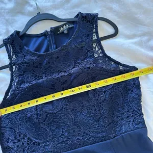 Lulus Navy Blue Sleeveless Lace Onlay Maxi Gown Dress Size L thumbnail 4