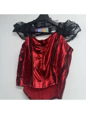 Walmart Red Metallic Lace Corset Costume Top Medium thumbnail 5