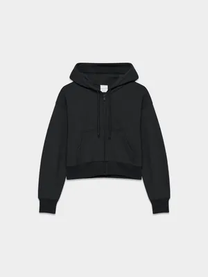 Aritzia Cozy Sweatfleece Boyfriend Boxy Zip Hoodie black relaxed fit size xl NWT thumbnail 5