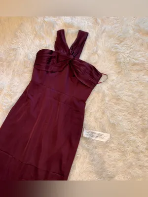NEW Dress The Population Rosalia Sleeveless Dark Cherry burgundy Satin Gown Sz L thumbnail 4